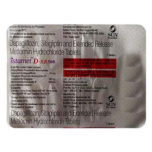 istamet d xr 500mg tablet 7's